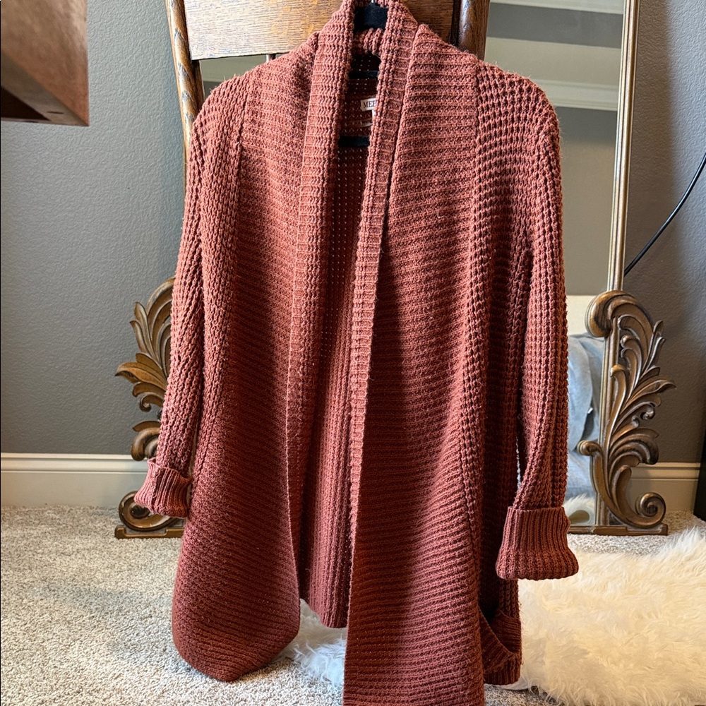Merona Brick Red Open-Front Cardigan